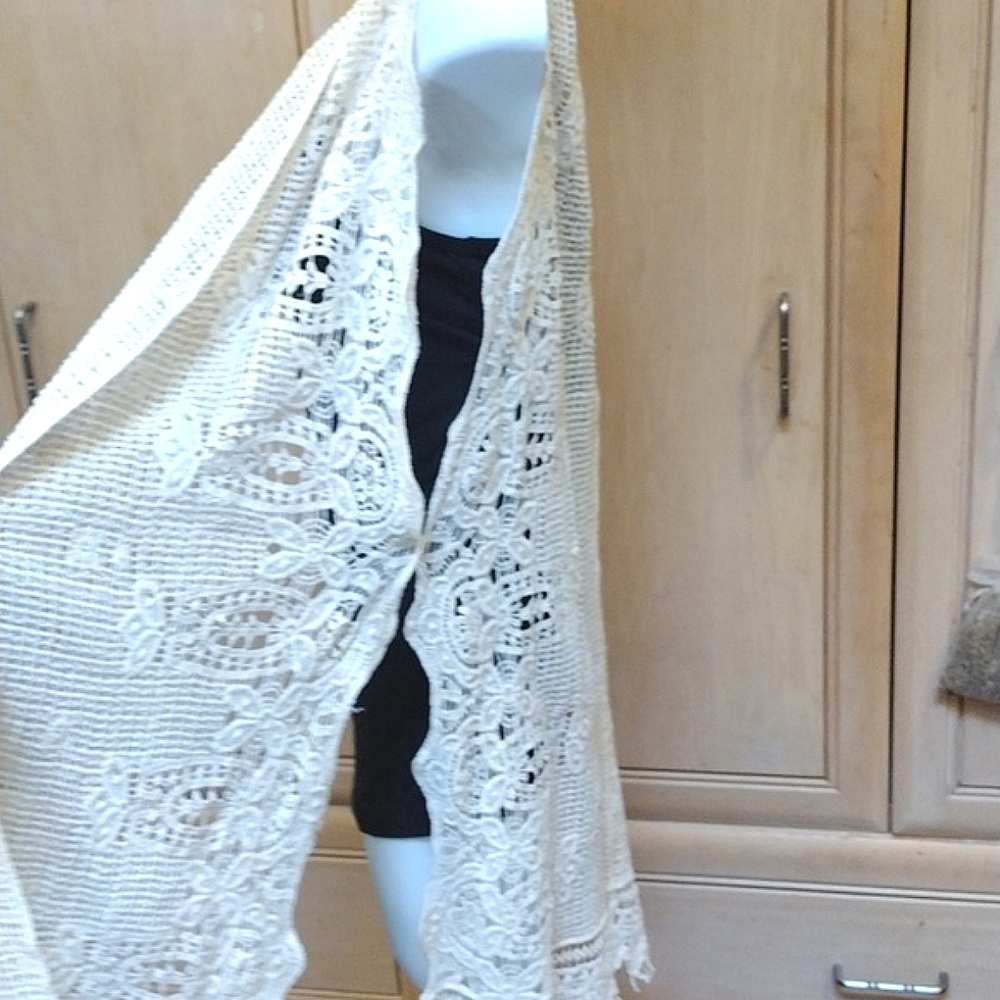 Anthropologie x Evelyn K. Crochet Split Vest Kimono Cover Up - Picture 7 of 11